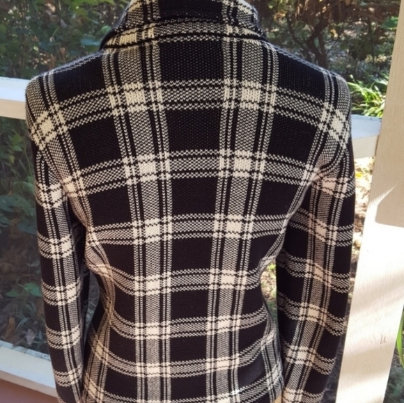 Chaps Black White Moto Cotton  Sweater M NWOT - Picture 3 of 5